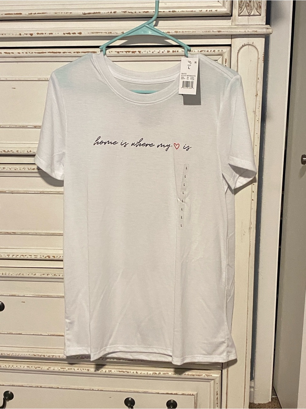 White Graphic Crewneck Tee - Home Is Where My Heart Is